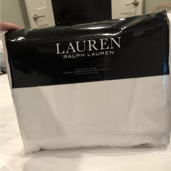 Ralph Lauren Spencer Sateen Gray Border King  Duvet Cover 300TC,$420 - Picture 7 of 13